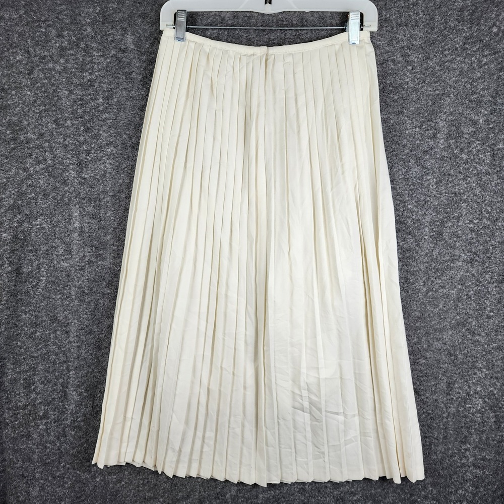 Massimo Dutti Pleated Skirt Women Size 8 Cream Accordion Midi NWT Marks - Picture 2 of 13